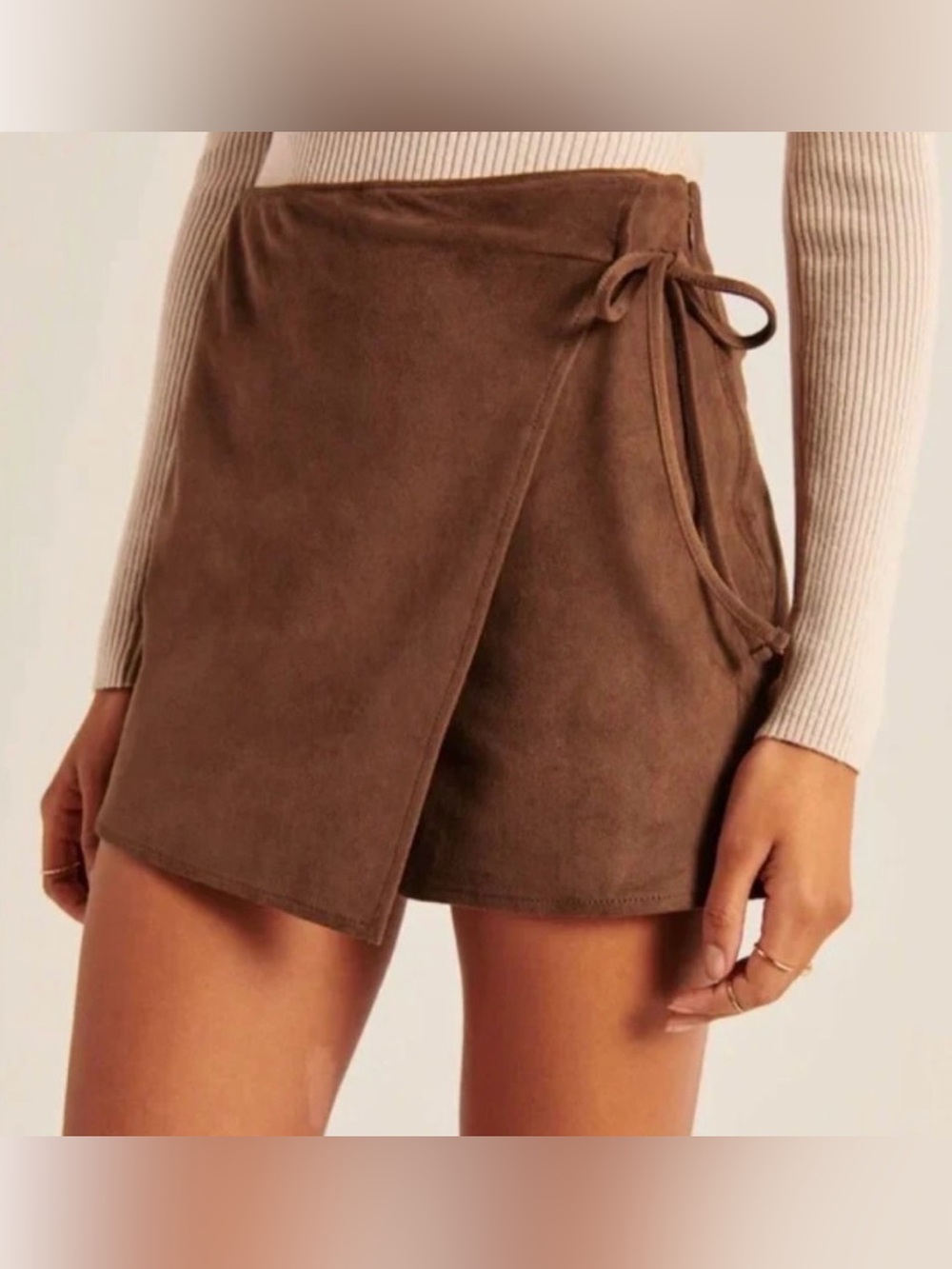 Brown Wrap-Front Women’s Shorts